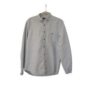 J Crew Mens Shirt Medium Button Long Sleeve Grey Faux Leather Elbow Patches